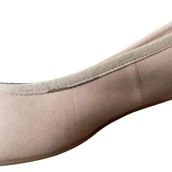 Saks Fifth Avenue Inez Leather Balllet Blush Pink Black Bow Flats Cap Toe Sz 10 - Picture 12 of 16